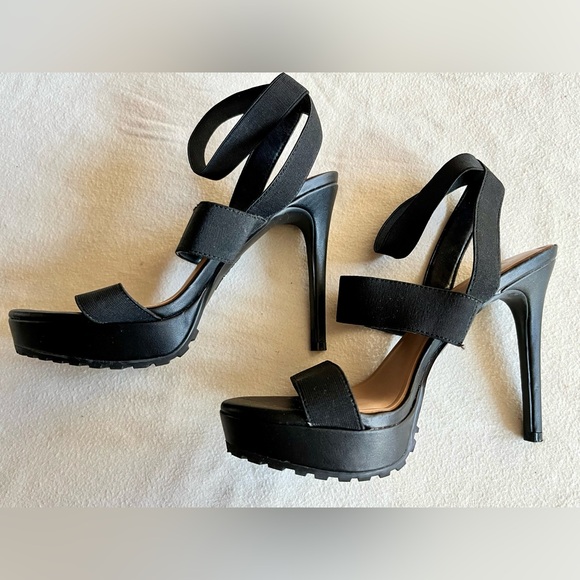 INC International Concepts Black Strappy Heels - Picture 2 of 9